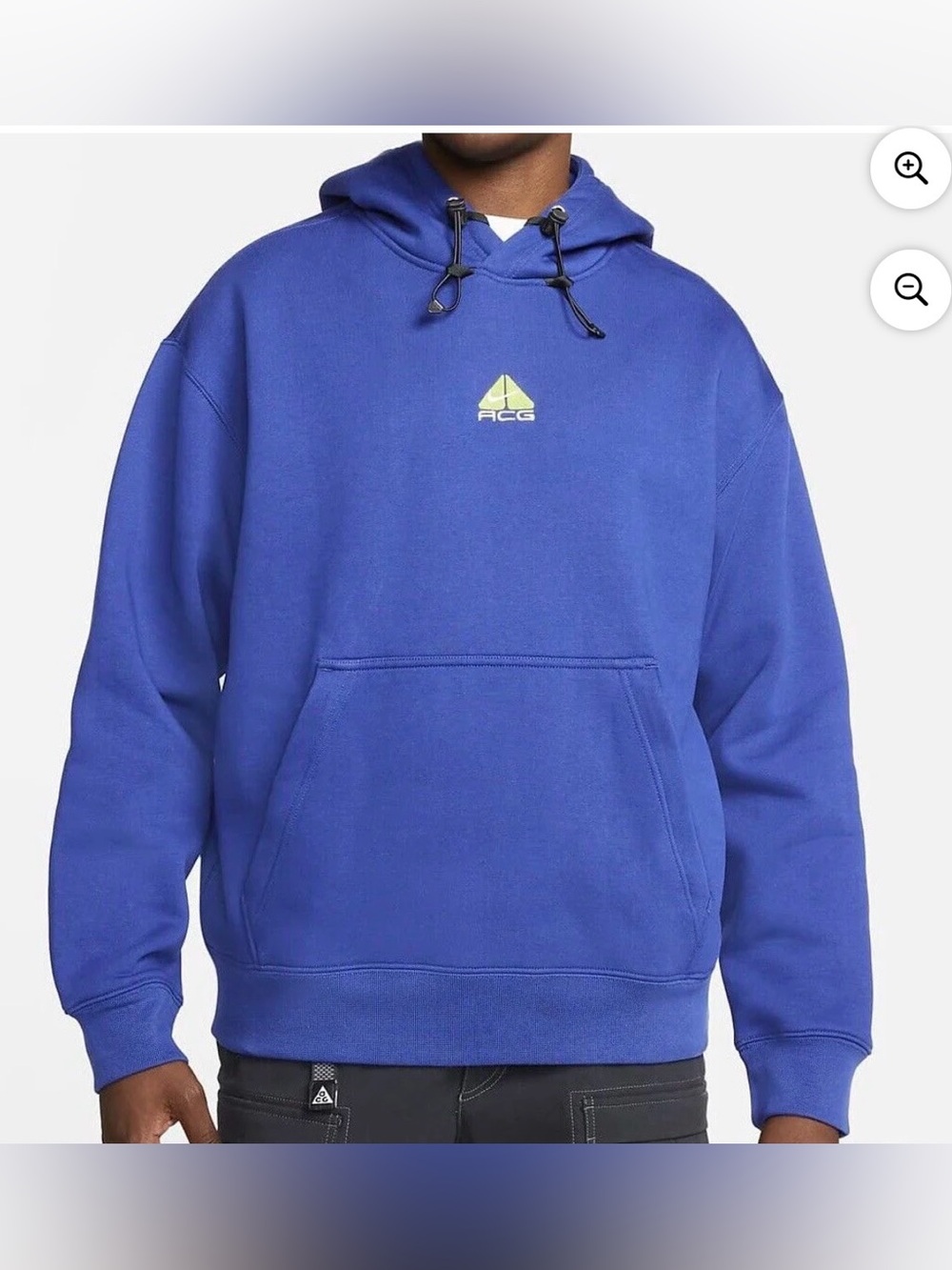 Men's Nike Blue/Volt ACG Therma-FIT Heavy Weight Fleece Pullover Hoodie Size S